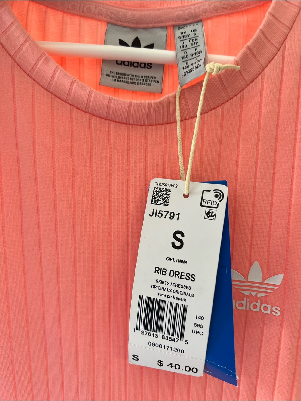 Adidas Ribbed Dress Pink - Picture 7 of 8